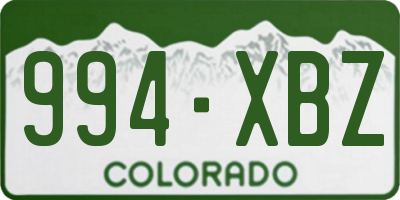 CO license plate 994XBZ