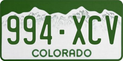 CO license plate 994XCV