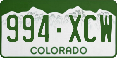 CO license plate 994XCW