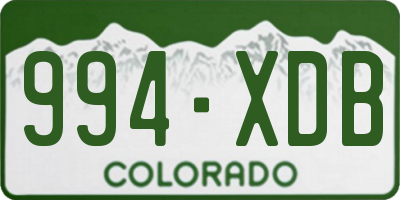 CO license plate 994XDB