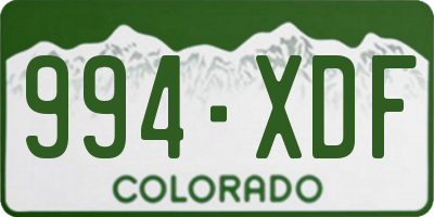 CO license plate 994XDF