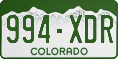 CO license plate 994XDR
