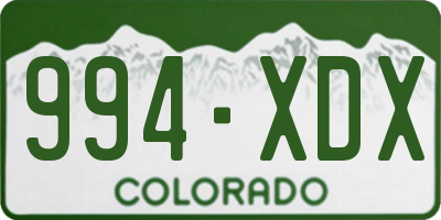 CO license plate 994XDX