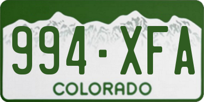 CO license plate 994XFA