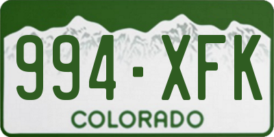 CO license plate 994XFK