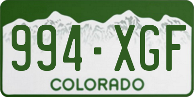 CO license plate 994XGF