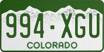 CO license plate 994XGU