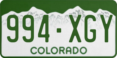CO license plate 994XGY