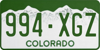 CO license plate 994XGZ