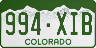 CO license plate 994XIB
