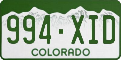 CO license plate 994XID