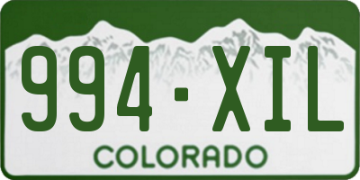 CO license plate 994XIL