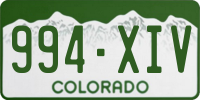 CO license plate 994XIV