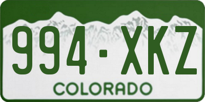CO license plate 994XKZ