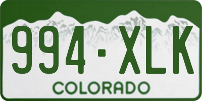 CO license plate 994XLK