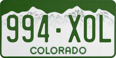 CO license plate 994XOL