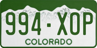 CO license plate 994XOP
