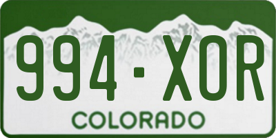 CO license plate 994XOR