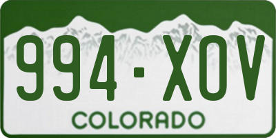 CO license plate 994XOV