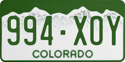 CO license plate 994XOY