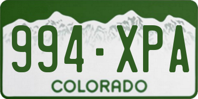 CO license plate 994XPA
