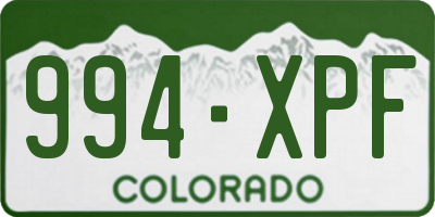 CO license plate 994XPF