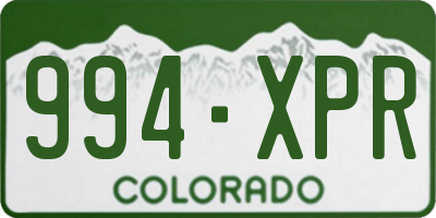 CO license plate 994XPR