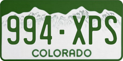 CO license plate 994XPS