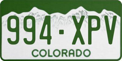 CO license plate 994XPV