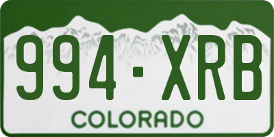 CO license plate 994XRB