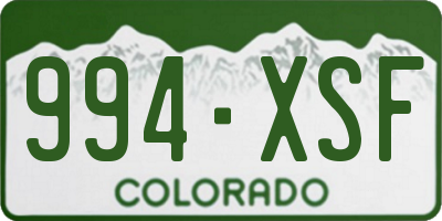 CO license plate 994XSF