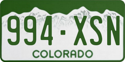 CO license plate 994XSN
