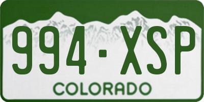 CO license plate 994XSP