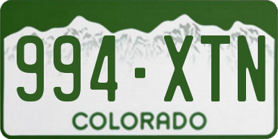 CO license plate 994XTN