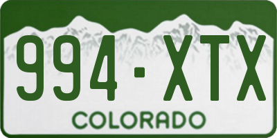 CO license plate 994XTX
