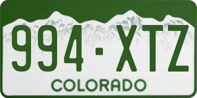 CO license plate 994XTZ