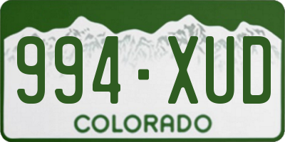 CO license plate 994XUD