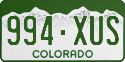 CO license plate 994XUS