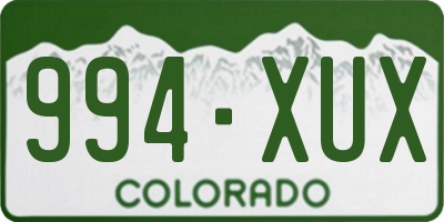CO license plate 994XUX
