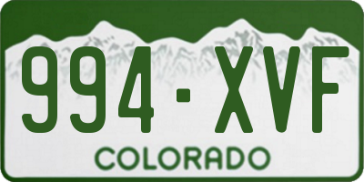 CO license plate 994XVF