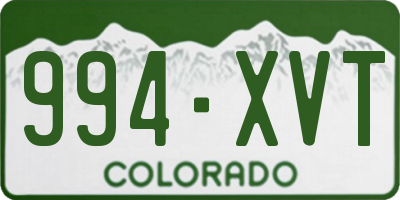 CO license plate 994XVT