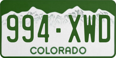 CO license plate 994XWD