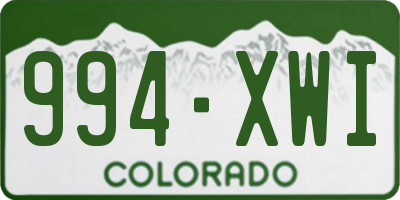 CO license plate 994XWI