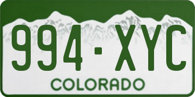 CO license plate 994XYC