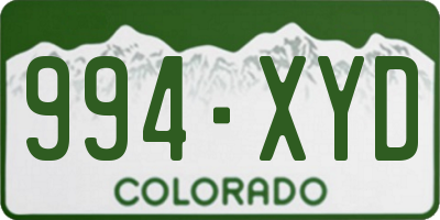 CO license plate 994XYD