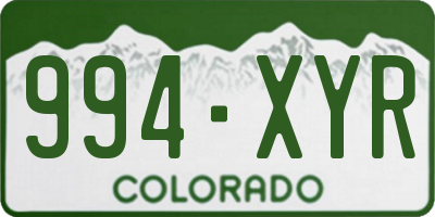 CO license plate 994XYR