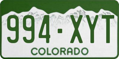 CO license plate 994XYT