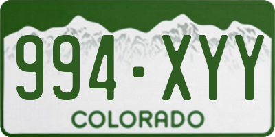 CO license plate 994XYY