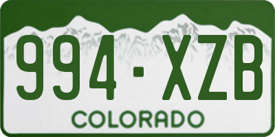 CO license plate 994XZB