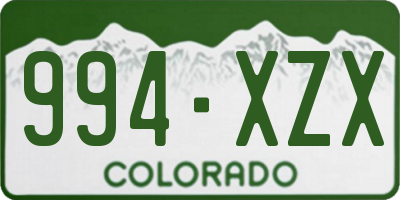 CO license plate 994XZX